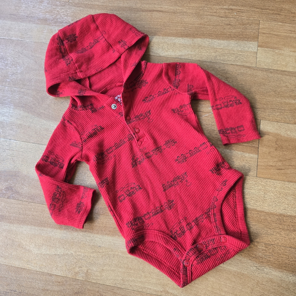 Carter's Red Textured Hooded Bodysuit